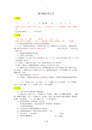 人版数学一至六级概念和公式.doc
