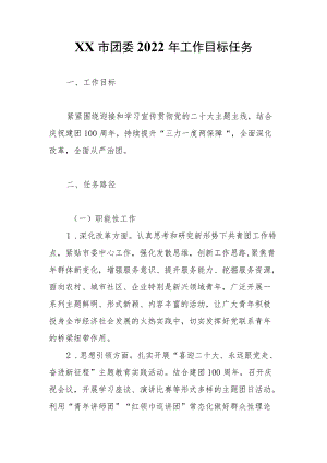 XX市团委2022工作目标任务.docx