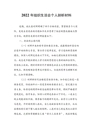 2022组织生活会个人剖析材料.docx