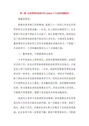 应急管理局党组书记2022个人述责述廉报告8篇.pdf