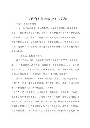 (乡政府)某政府工作总结.docx