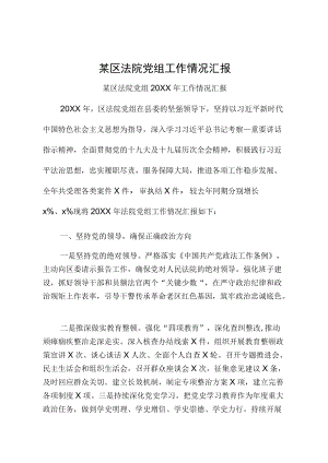 某区法院党组工作情况汇报.docx