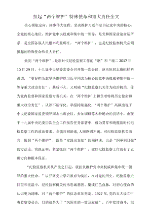 担起“两个维护”特殊使命和重大责任全文.docx