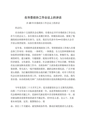 在市委政协工作会议上的讲话.docx