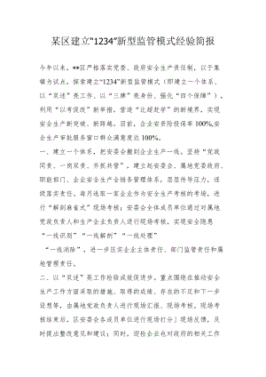 某区建立“1234”新型监管模式经验简报.docx