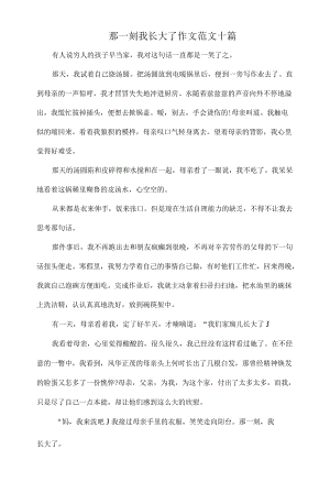 那一刻我长大了作文范文十篇.docx