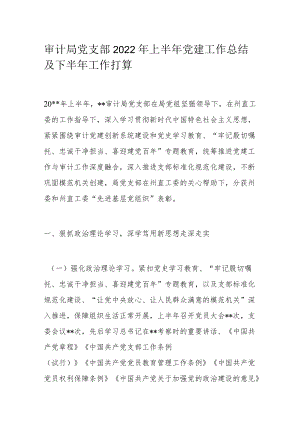 审计局党支部2022上半党建工作总结及下半工作打算.docx