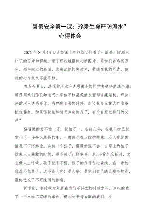 班主任观看“暑假安全第一课：珍爱生命严防溺水”心得体会五篇例文.docx
