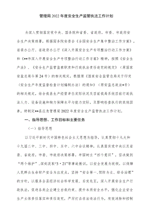 管理局2022安全生产监管执法工作计划.docx