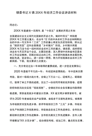镇委书记X镇2021经济工作会议讲话材料.docx