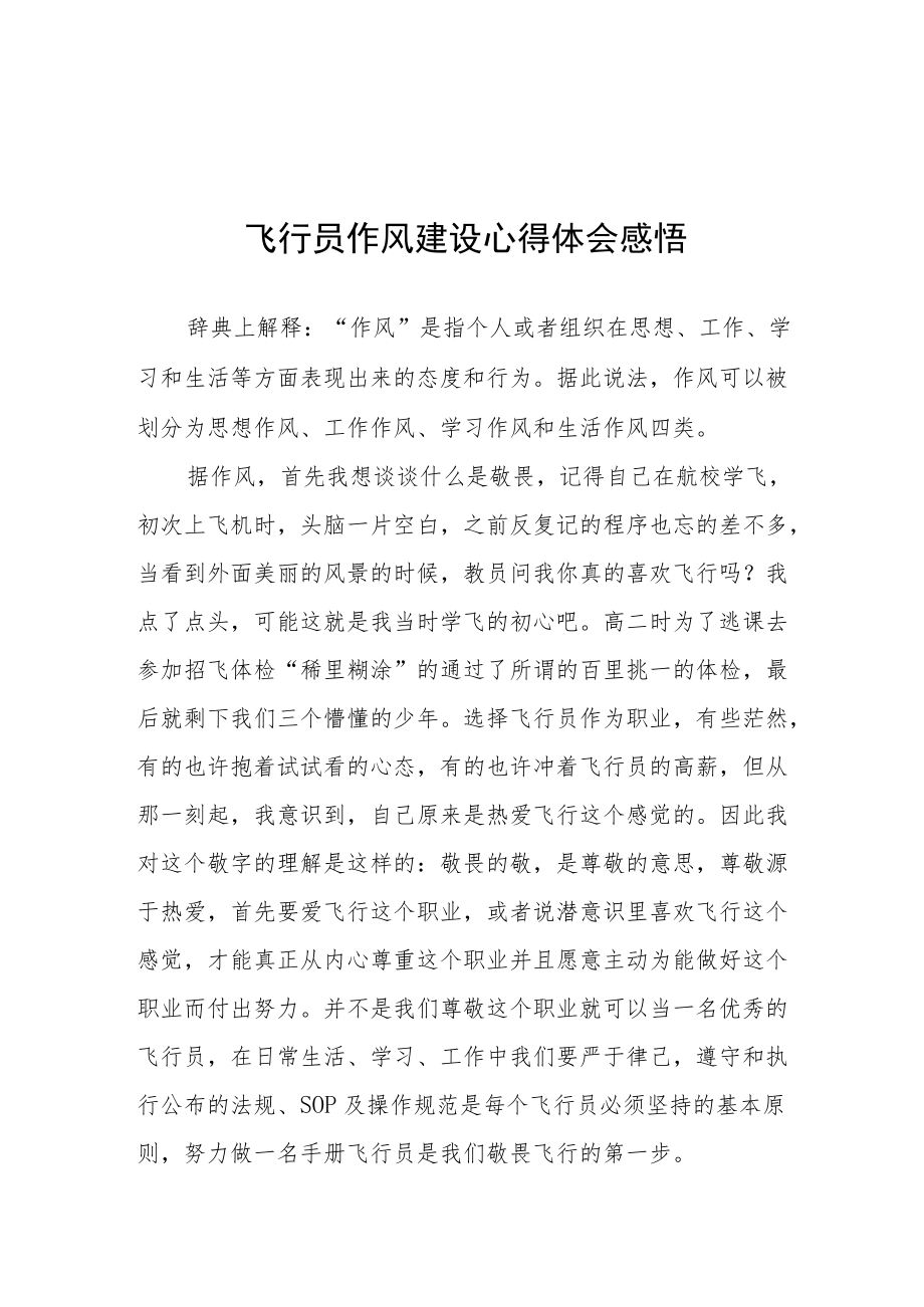 2022飞行员作风建设心得体会感悟三篇.docx_第3页