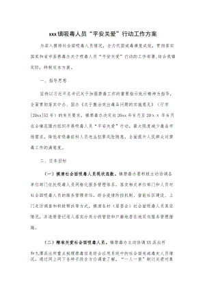 xxx镇吸毒人员“平安关爱”行动工作方案.docx