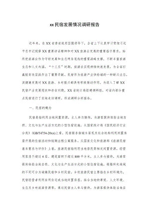 xx民宿发展情况调研报告.docx