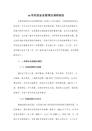 xx市民宿业发展情况调研报告.docx