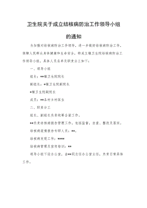 卫生院关于成立结核病防治工作领导小组的通知.docx