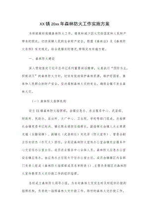 xx镇20xx森林防火工作实施方案.docx
