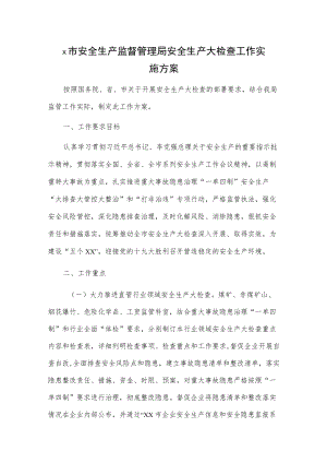 x市安全生产监督管理局安全生产大检查工作实施方案.docx