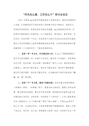 “作风怎么看、工作怎么干”研讨会发言.docx