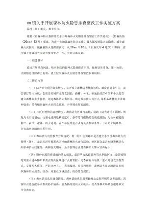 xx镇关于开展森林防火隐患排查整改工作实施方案.docx
