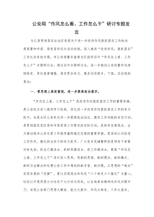 公安局“作风怎么看、工作怎么干”研讨专题发言.docx