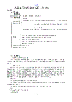 孟德尔豌豆杂交实验二知识点.doc