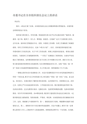 市委书记在全市组织部长会议上的讲话.docx