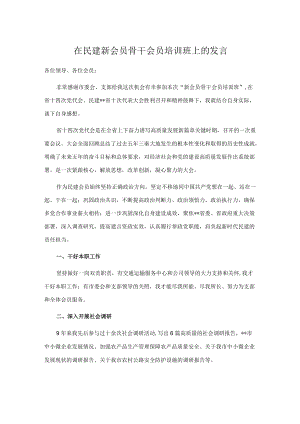 在民建新会员骨干会员培训班上的发言.docx