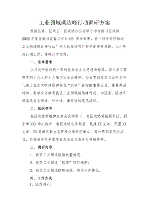 工业领域碳达峰行动调研方案.docx
