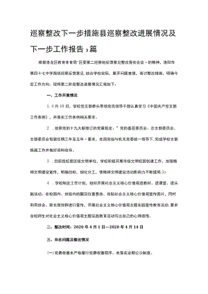 巡察整改下一步措施县巡察整改进展情况及下一步工作报告3篇.docx