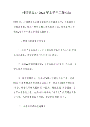 村镇建设办2022上半工作总结.docx