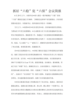 抓好“六稳”促“六保”会议简报10.docx