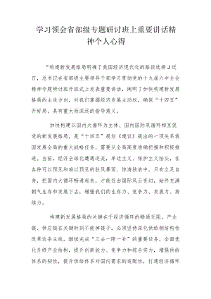 学习领会省部级专题研讨班上重要讲话精神个人心得.docx