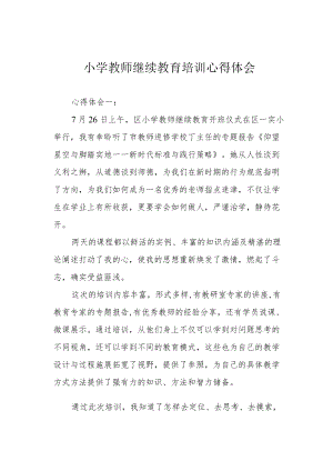 小学教师继续教育培训心得体会.docx