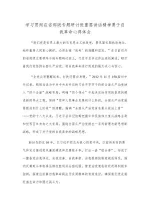 学习贯彻在省部级专题研讨班重要讲话精神勇于自我革命心得体会.docx
