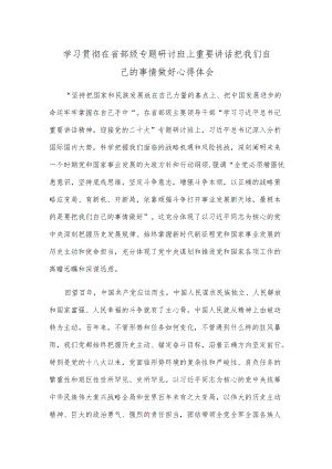 学习贯彻在省部级专题研讨班上重要讲话把我们自己的事情做好心得体会.docx