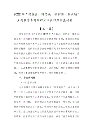 天津市“迎盛会、铸忠诚、强担当、创业绩”主题学习宣传教育专题组织生活会心得体会研讨发言材料5篇.docx