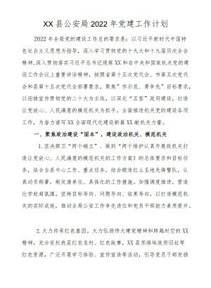 XX县公安局2022党建工作计划.docx