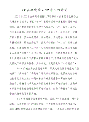 XX县公安局2022工作计划 (2).docx