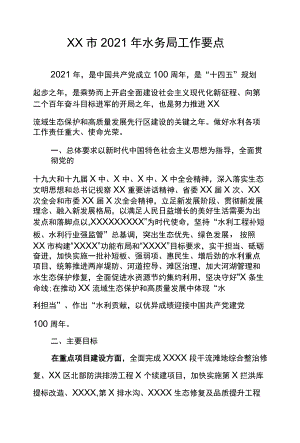 XX市2021水务局工作要点.docx