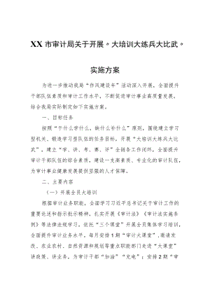 XX市审计局关于开展“大培训大练兵大比武”实施方案.docx