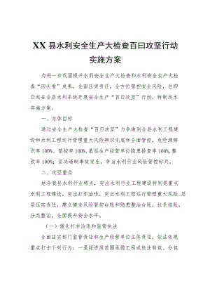 XX县水利安全生产大检查百日攻坚行动实施方案.docx