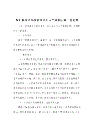 XX县司法局优化司法所人员编制设置工作方案.docx