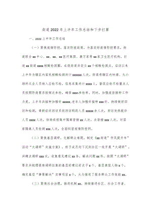 【最新文档】街道2022上半工作总结和下步打算.docx