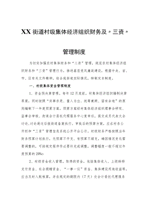 XX街道村级集体经济组织财务及“三资”管理制度.docx
