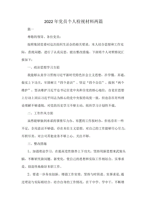 2022党员个人检视材料两篇.docx