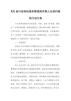 XX县行政审批服务管理局开展入企进村服务行动方案.docx