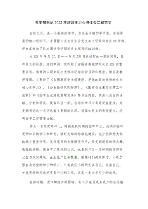 党支部书记2022培训学习心得体会二篇范文.docx