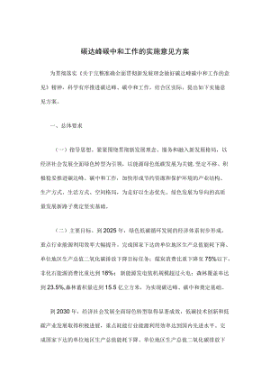 碳达峰碳中和工作的实施意见方案.docx