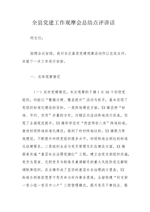 全县党建工作观摩会总结点评讲话(1).docx