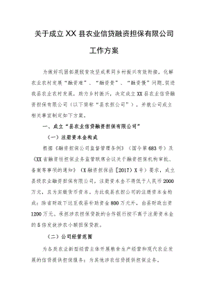 关于成立XX县农业信贷融资担保有限公司工作方案.docx